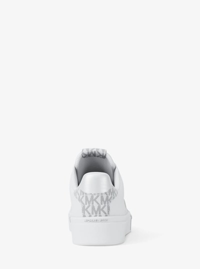 Dane Leather and Signature Logo Trainer in BRIGHT WHT | Michael Kors
