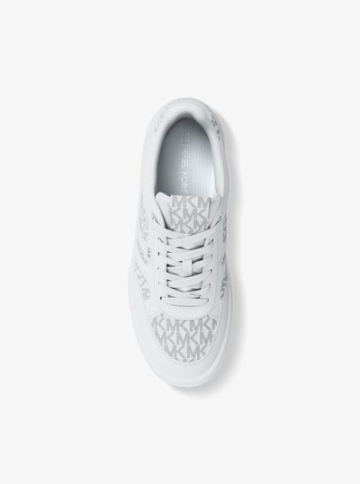 Dane Leather and Signature Logo Trainer in BRIGHT WHT | Michael Kors