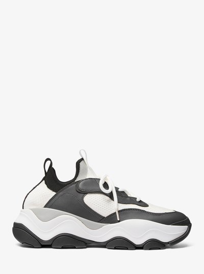 Atlas Stretch Knit and Leather Trainer in BLACK COMBO | Michael Kors