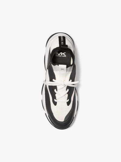 Atlas Stretch Knit and Leather Trainer in BLACK COMBO | Michael Kors