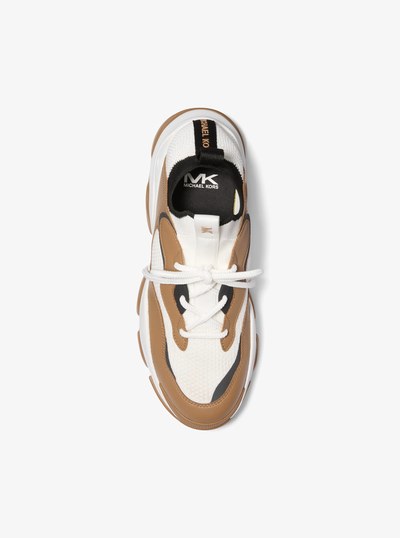 Atlas Stretch Knit and Leather Trainer in HUSK MULTI | Michael Kors