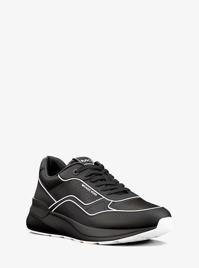 Trevor Leather and Mesh Trainer in BLACK/WHITE | Michael Kors