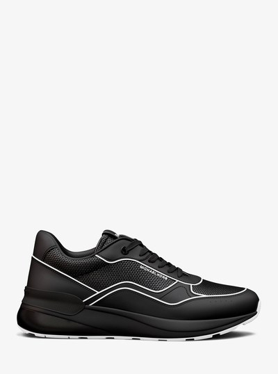 Trevor Leather and Mesh Trainer in BLACK/WHITE | Michael Kors