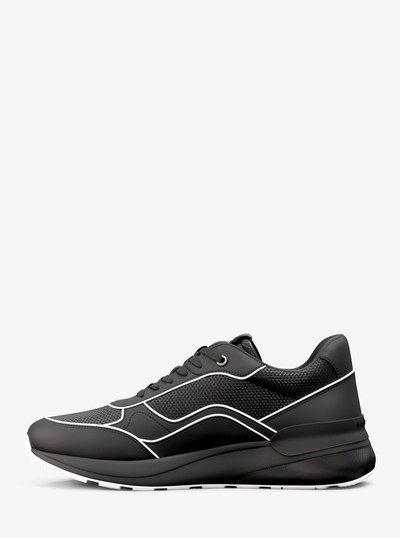 Trevor Leather and Mesh Trainer in BLACK/WHITE | Michael Kors