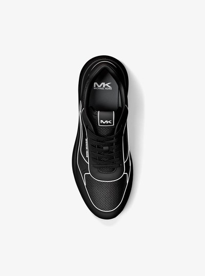 Trevor Leather and Mesh Trainer in BLACK/WHITE | Michael Kors