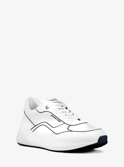 Trevor Leather and Mesh Trainer in NAVY/WHITE | Michael Kors