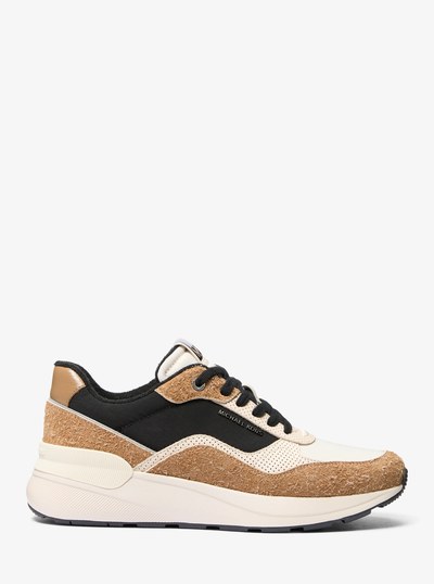 Trevor Mixed-Media Trainer in HUSK MULTI | Michael Kors