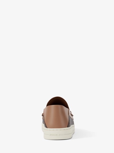 Aiden Signature Logo and Leather Boat Shoe in BROWN MULTI | Michael Kors