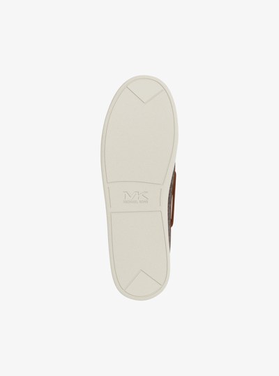Aiden Signature Logo and Leather Boat Shoe in BROWN MULTI | Michael Kors
