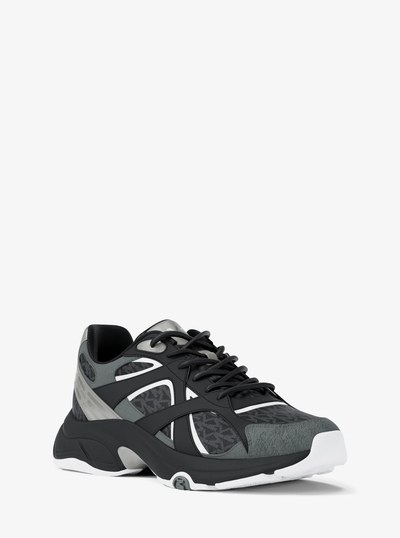 Leo Mixed-Media Trainer in BLACK | Michael Kors