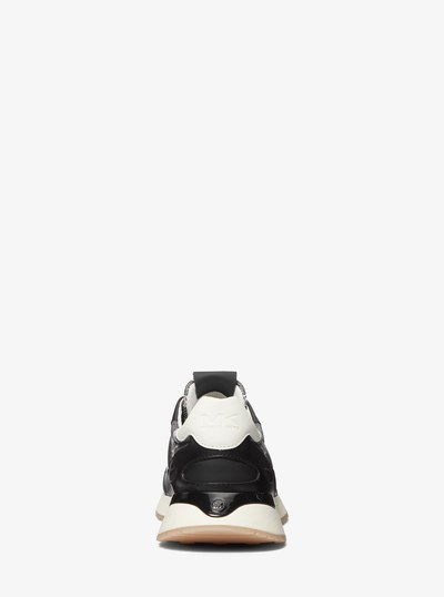 Miles Empire Logo Jacquard and Leather Trainer in BLACK | Michael Kors