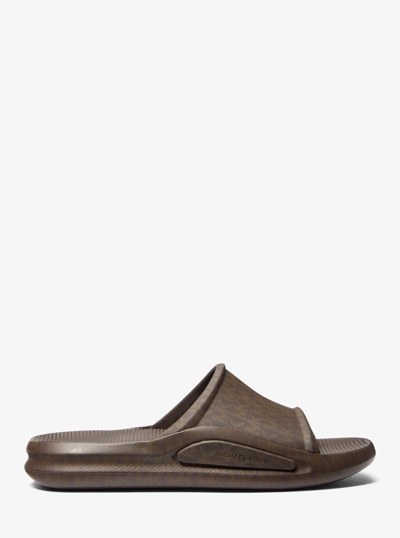 Griffin Signature Logo Slide Sandal in BROWN MULTI | Michael Kors