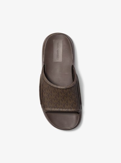 Griffin Signature Logo Slide Sandal in BROWN MULTI | Michael Kors