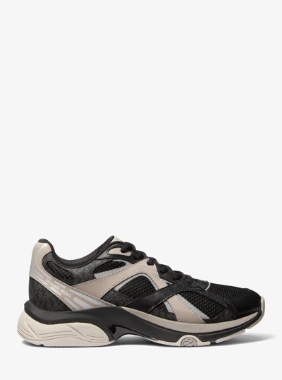 Leo Mixed-Media Trainer in BLACK | Michael Kors