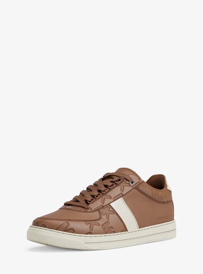 Brady Logo Embossed Leather Sneaker in LUGGAGE | Michael Kors