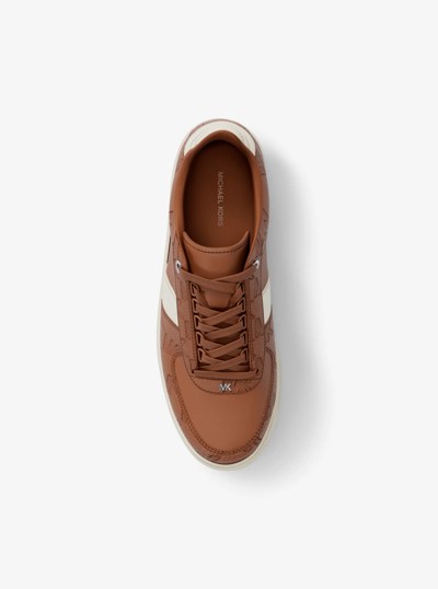 Brady Logo Embossed Leather Sneaker in LUGGAGE | Michael Kors