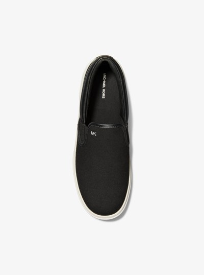 Eddie Cotton Canvas Slip-On Sneaker in BLACK | Michael Kors