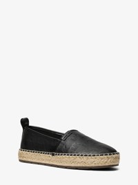 Espadrille Elias en cuir gaufr&eacute; &agrave; logo