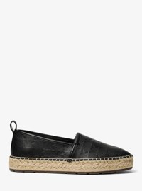 Espadrille Elias en cuir gaufr&eacute; &agrave; logo
