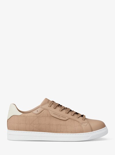 Keating Crocodile Embossed Suede and Leather Sneaker in KHAKI | Michael Kors