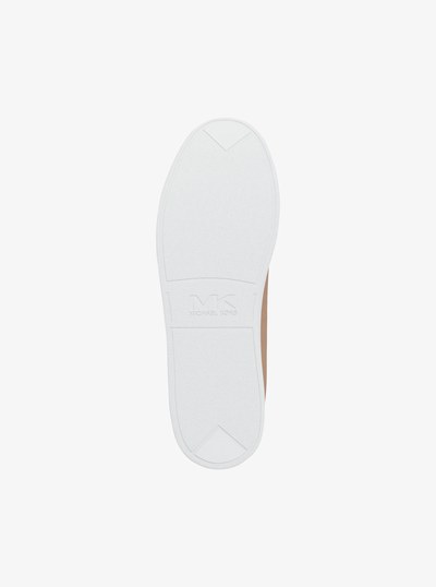 Keating Crocodile Embossed Suede and Leather Sneaker in KHAKI | Michael Kors