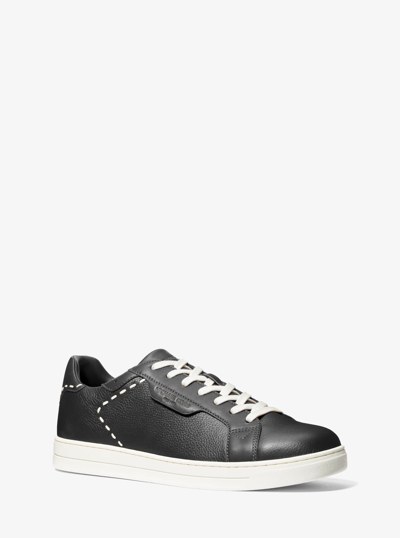 Keating Hand-Stitched Leather Sneaker in BLACK | Michael Kors