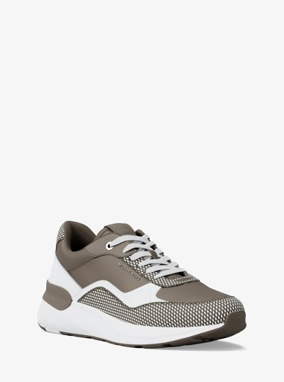 Trevor Mixed-Media Trainer in BIRCH | Michael Kors