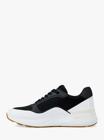 Trevor Mixed-Media Trainer in BLACK/WHITE | Michael Kors