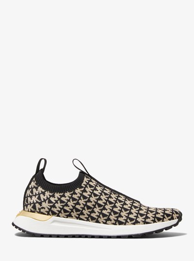 Bodie Metallic Logo Jacquard Slip-On Trainer in BLACK | Michael Kors