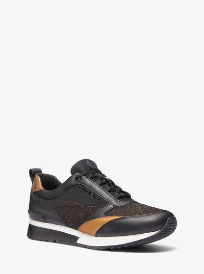 Allie Stride Glitter Chain Mesh and Canvas Trainer