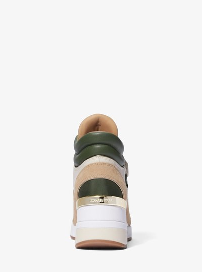 Gentry Leather and Canvas High-Top Wedge Trainer in AMAZON GREEN MULTI | Michael Kors