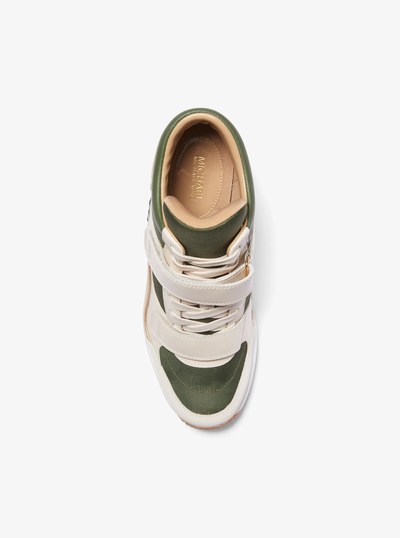 Gentry Leather and Canvas High-Top Wedge Trainer in AMAZON GREEN MULTI | Michael Kors