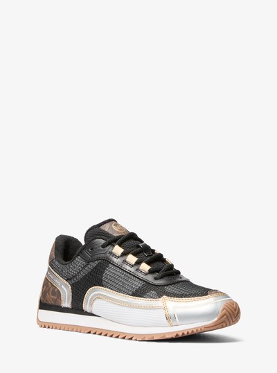 Byrdie Mixed-Media Trainer in BROWN MULTI | Michael Kors