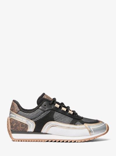 Byrdie Mixed-Media Trainer in BROWN MULTI | Michael Kors