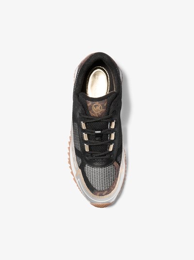 Byrdie Mixed-Media Trainer in BROWN MULTI | Michael Kors