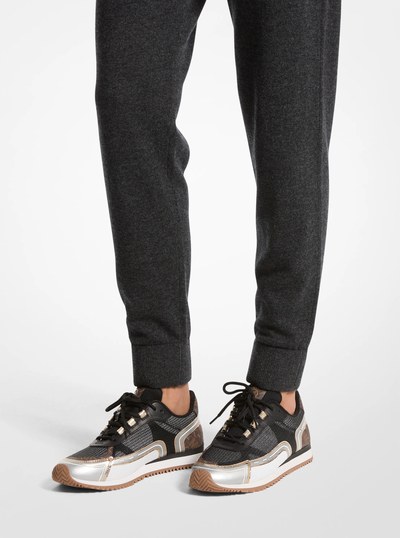 Byrdie Mixed-Media Trainer in BROWN MULTI | Michael Kors