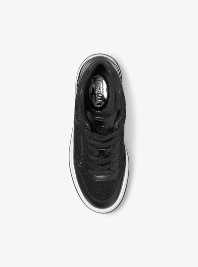 Hayes Embellished Leather Sneaker in BLACK | Michael Kors