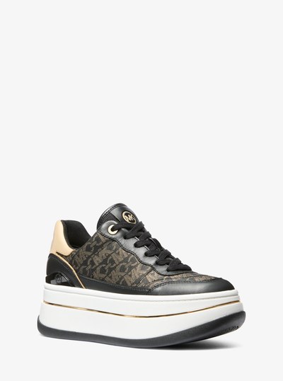 Hayes Metallic Empire Monogram and Leather Trainer