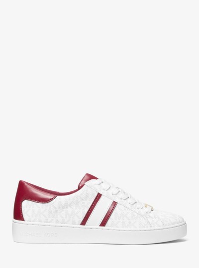 Keaton Striped Signature Logo Sneaker in DEEP RED | Michael Kors