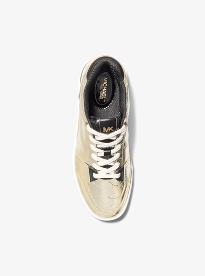 Rebel Metallic Crocodile Embossed Leather in PALE GOLD | Michael Kors