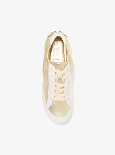 Susie Metallic Leather and Suede Trainer in PALE GOLD | Michael Kors