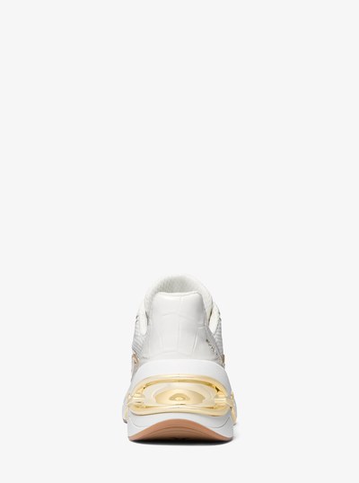 Toni Mixed-Media Trainer in WHITE/PALE GOLD | Michael Kors