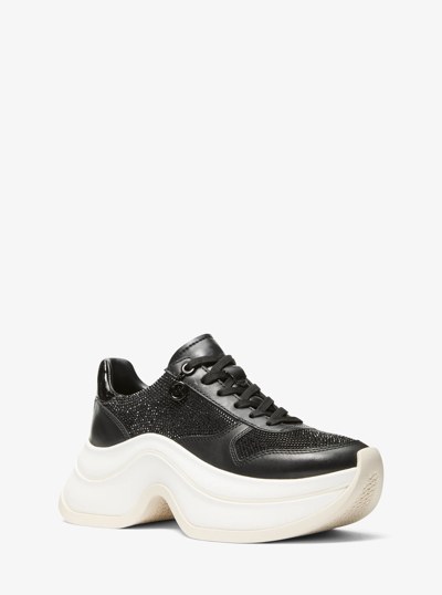 Espadrille Arla en cuir &agrave; ornements in NOIR | Michael Kors
