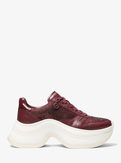 Arla Metallic Leather Trainer in OXBLOOD | Michael Kors