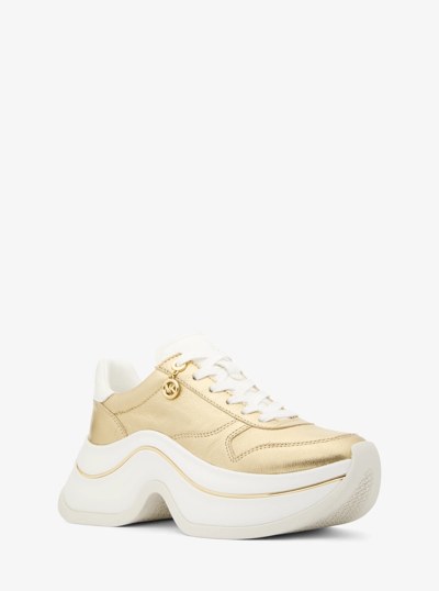 Arla Metallic Leather Trainer in PALE GOLD | Michael Kors