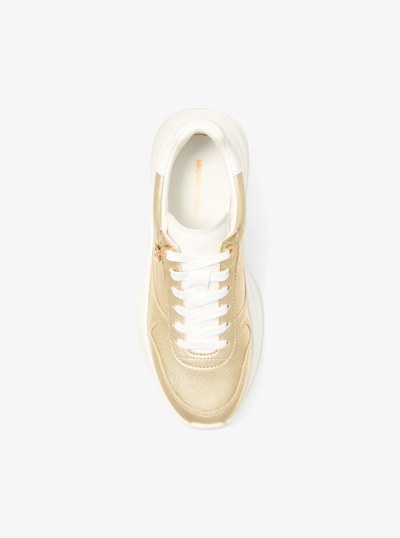Arla Metallic Leather Trainer in PALE GOLD | Michael Kors