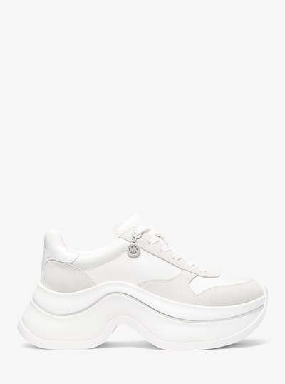Arla Leather and Suede Trainer in OPTIC WHITE | Michael Kors