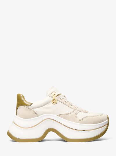 Arla Leather and Suede Trainer in PSTACHIO MLT | Michael Kors