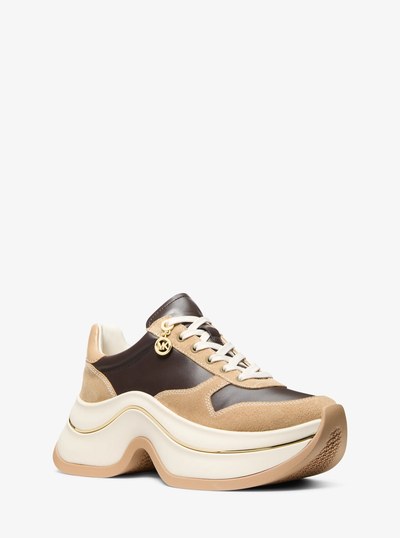 Arla Leather and Suede Trainer in HUSK MULTI | Michael Kors