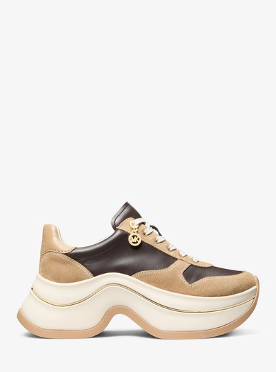 Arla Leather and Suede Trainer in HUSK MULTI | Michael Kors